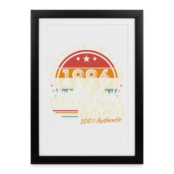 1996 Cadeau rétro vintage d’anniversaire 1996 - Affiche encadrée (27 × 37 cm) - noir - Devant