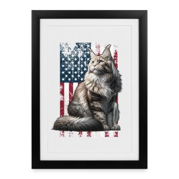 Maine Coon US Maine Coon - Affiche encadrée (27 × 37 cm) - noir - Devant