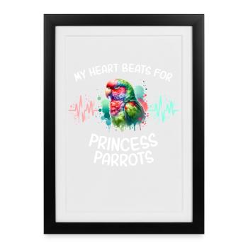 Alexandra Parakeet Heart Line - Framed poster (27 × 37 cm) - black - Front