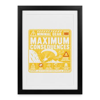 Parapente parapentiste Planeur - Affiche encadrée (27 × 37 cm) - noir - Devant