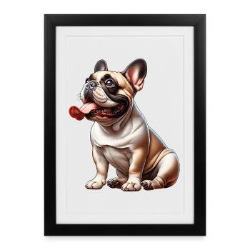Bouledogue français - Affiche encadrée (27 × 37 cm) - noir - Devant