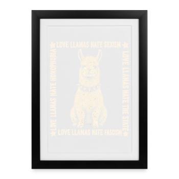Love Llamas Hate Fascism Shirt - Framed poster (27 × 37 cm) - black - Front