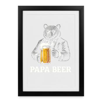 Papa Beer Father Bear Beer Humor Gift Idea - Framed poster (27 × 37 cm) - black - Front