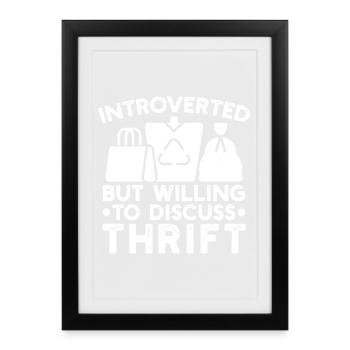 Magasin d’occasion Introverti mais prêt à discuter de l’amour - Affiche encadrée (27 × 37 cm) - noir - Devant