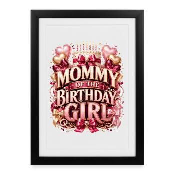Gâteau au cœur de la maman de la fille d’anniversaire - Affiche encadrée (27 × 37 cm) - noir - Devant