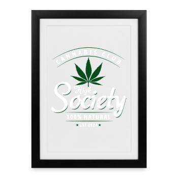 High Society Cannabis Club Logo - Affiche encadrée (27 × 37 cm) - noir - Devant