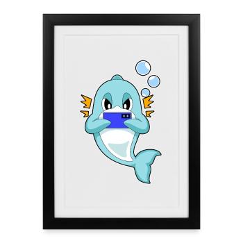 Delfin Gamer Smartphone - Affiche encadrée (27 × 37 cm) - noir - Devant
