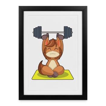 Horse Bodybuilder Barbell Bodybuilding - Framed poster (27 × 37 cm) - black - Front