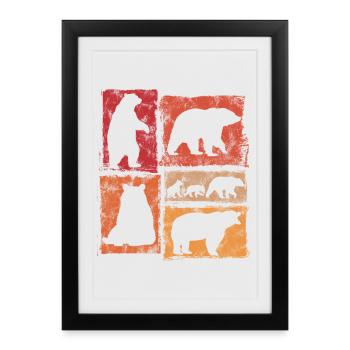 Bears Retro Graphic Vintage Animal Print - Framed poster (27 × 37 cm) - black - Front