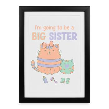 Révélation du sexe Je vais être un bébé de grande sœur - Affiche encadrée (27 × 37 cm) - noir - Devant