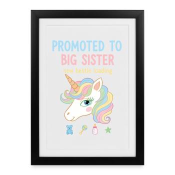 Révélation du sexe Baby Shower Équipe Grandes Sœurs Rose - Affiche encadrée (27 × 37 cm) - noir - Devant