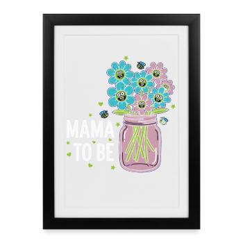 Révélation du sexe : Maman de la baby shower sera une équipe de papa et de maman - Affiche encadrée (27 × 37 cm) - noir - Devant