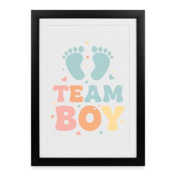 Gender Reveal Team Boy Baby Shower Baby - Framed poster (27 × 37 cm) - black - Front