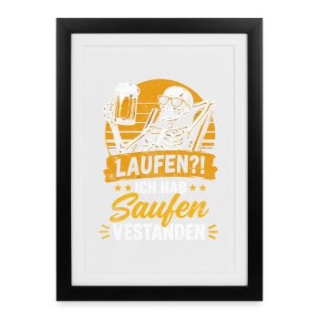 Skelett mit Bier Spruch Shirt - Gerahmtes Poster (27 × 37 cm) - Schwarz - Vorne