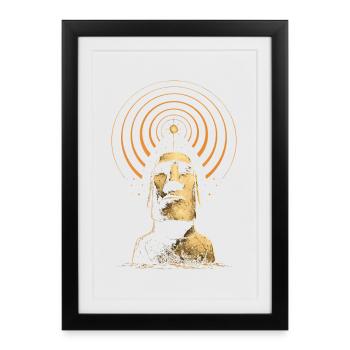Signal cosmique Moai - Affiche encadrée (27 × 37 cm) - noir - Devant