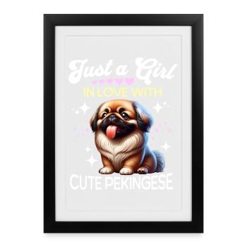 Pekingese Girls - Framed poster (27 × 37 cm) - black - Front