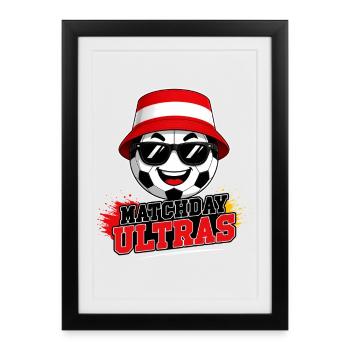 Ultras Football Fan de jour de match Autriche - Affiche encadrée (27 × 37 cm) - noir - Devant