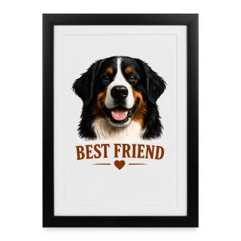 Chien de montagne bernois Meilleur ami Chien propriétaire de chiens - Affiche encadrée (27 × 37 cm) - noir - Devant