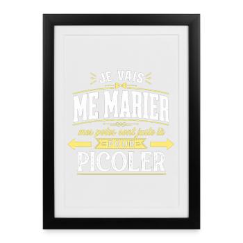 Je Vais Me Marier - Potes Pour Picoler - Vintage - Affiche encadrée (27 × 37 cm) - noir - Devant