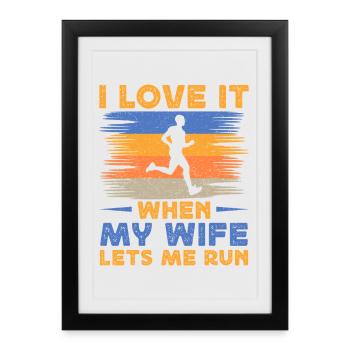 Course J’adore quand ma femme est marathonienne - Affiche encadrée (27 × 37 cm) - noir - Devant