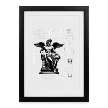 Hermes Mythos Vintage Screen Print - Framed poster (27 × 37 cm) - black - Front