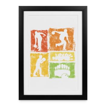 Graphique rétro de bowling pour les joueurs - Affiche encadrée (27 × 37 cm) - noir - Devant
