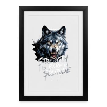 La force du loup naît dans la solitude - Affiche encadrée (27 × 37 cm) - noir - Devant