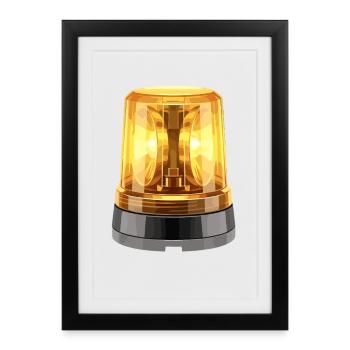 Orange Siren Construction Site Hyper Realistic - Framed poster (27 × 37 cm) - black - Front