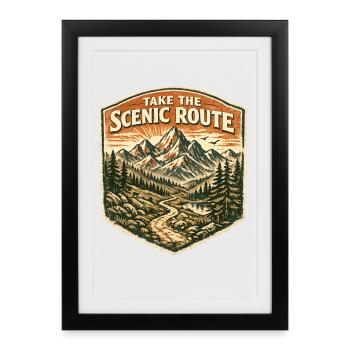 Aventure de randonnée vintage sur la Route Panoramique - Affiche encadrée (27 × 37 cm) - noir - Devant