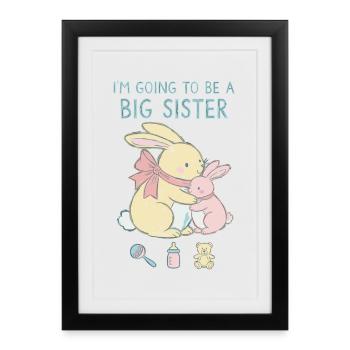 Révélation du sexe baby shower grande sœur bébé - Affiche encadrée (27 × 37 cm) - noir - Devant