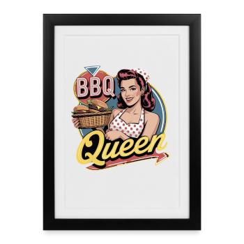 BBQ Queen Retro Grill Master Burger Party - Framed poster (27 × 37 cm) - black - Front