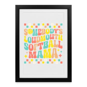 Softball Mom in Retro Style - Framed poster (27 × 37 cm) - black - Front