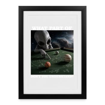 Billiards Physics Alien Nerd Pool Player - Framed poster (27 × 37 cm) - black - Front