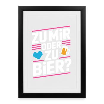bière pour moi ou pour flirter une bière en single party malle - Affiche encadrée (27 × 37 cm) - noir - Devant
