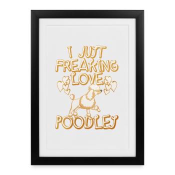 J’adore les caniches – ich liebe pudel - Affiche encadrée (27 × 37 cm) - noir - Devant