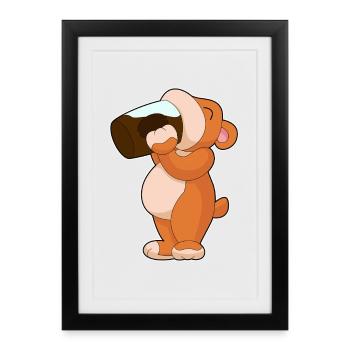Bear Coffee Mug - Framed poster (27 × 37 cm) - black - Front