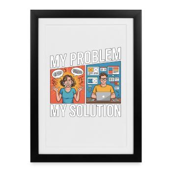 Designer UX/UI : mon problème, mon pictogramme, papa, maman - Affiche encadrée (27 × 37 cm) - noir - Devant