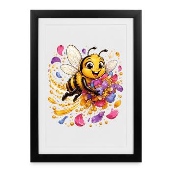 bee honey beekeeper honeycomb flowers meadow insect - Framed poster (27 × 37 cm) - black - Front