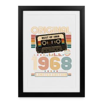58e anniversaire Gift Man Cassette Best of 1968 - Affiche encadrée (27 × 37 cm) - noir - Devant