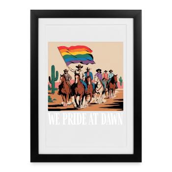 Pride at Dawn: Western Flag Ride - Framed poster (27 × 37 cm) - black - Front