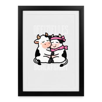 Offizielles Schlafshirt Süße Kühe Pyjama Kuh - Gerahmtes Poster (27 × 37 cm) - Schwarz - Vorne