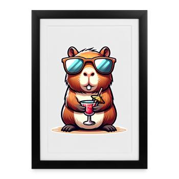 Capybara Cocktail - Framed poster (27 × 37 cm) - black - Front