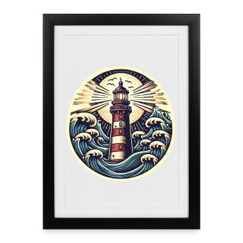 lighthouse - Framed poster (27 × 37 cm) - black - Front