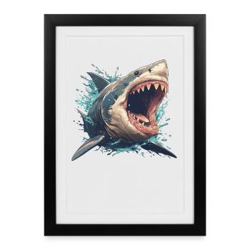 Grand requin blanc Grand requin blanc - Affiche encadrée (27 × 37 cm) - noir - Devant