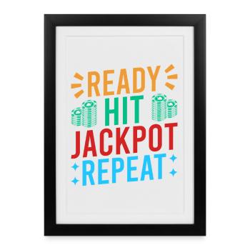 Fan de jeux d’argent prêt à gagner jackpot et à répéter le casino - Affiche encadrée (27 × 37 cm) - noir - Devant