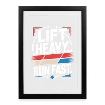 Entraînement Lourd Course Rapide Salle de sport Entraînement Fitness - Affiche encadrée (27 × 37 cm) - noir - Devant