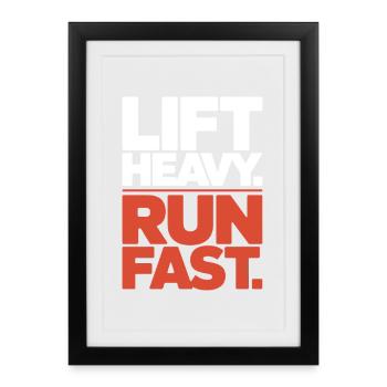 Lift Heavy Run Fast Gym Weight Training Workout Fitness - Framed poster (27 × 37 cm) - black - Front
