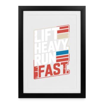 Entraînement Lourd Course Rapide Salle de sport Entraînement Fitness - Affiche encadrée (27 × 37 cm) - noir - Devant