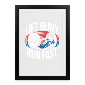 Entraînement Lourd Course Rapide Salle de sport Entraînement Fitness - Affiche encadrée (27 × 37 cm) - noir - Devant