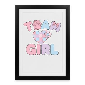 Équipe de révélation de sexe : Baby shower Girl Grossesse - Affiche encadrée (27 × 37 cm) - noir - Devant